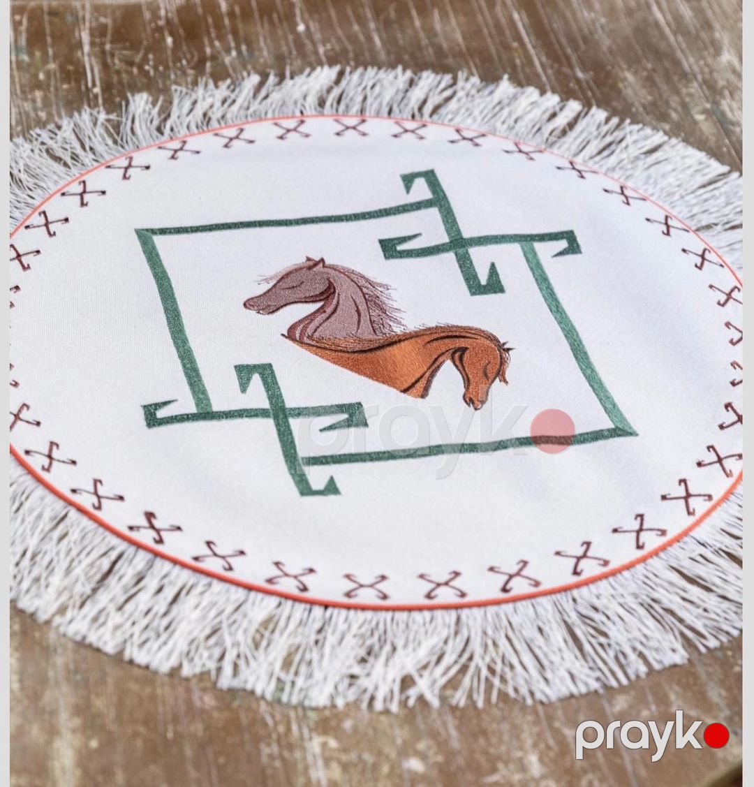 Süfrə-xalça Noor Textile Qarabağ atları, tekstil, bej, 80 sm — Mallar, Bakı (2)