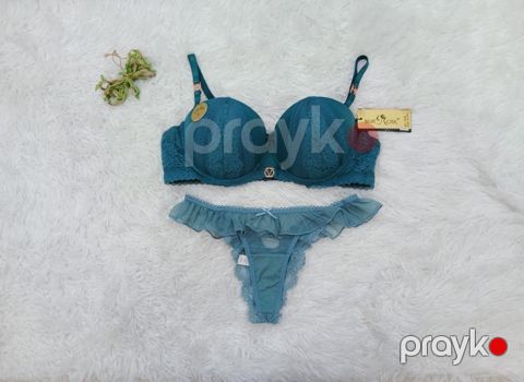 Qadın alt paltarı dəsti 10497, göy, pambıq, ölçü 85B — Bakı