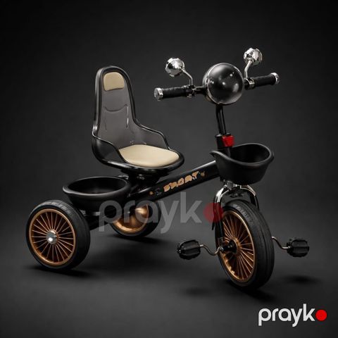 Uşaqlar üçün üçtəkərli velosiped VipTechKid Chrome Ride Premium Edition Qara — Bakı