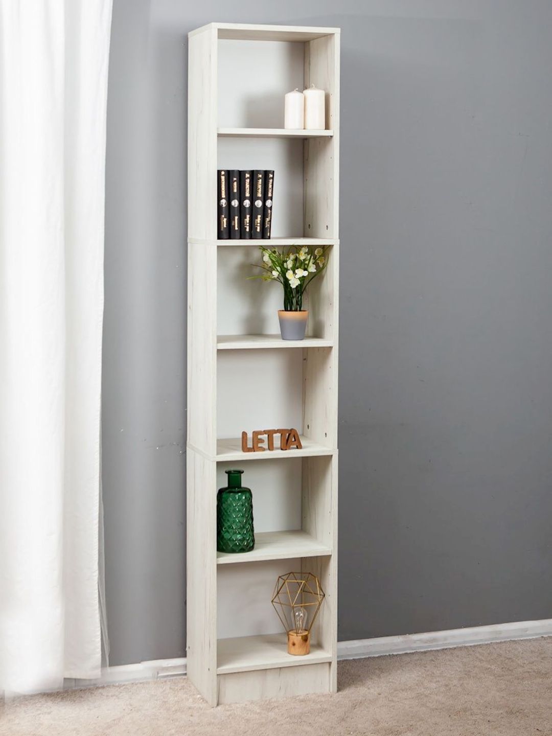 Stellaj Letta Dub White, 202х28х40 sm, Ldsp, ağ — Mallar, Bakı (3)