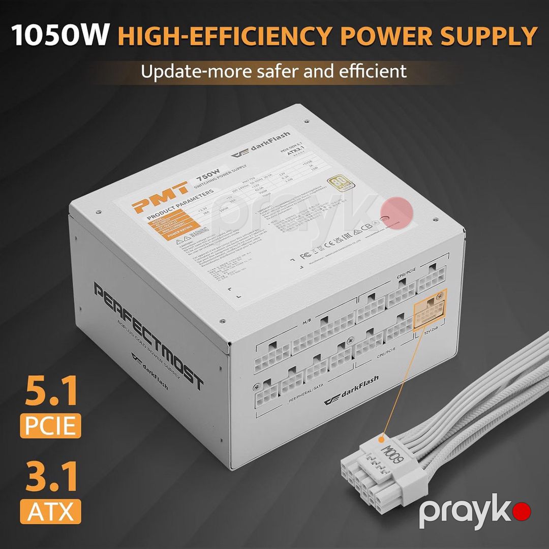 DarkFlash PMT1050 1050W 80+ Gold ATX 3.1 — Kompüterlər və noutbuklar, Bakı (5)