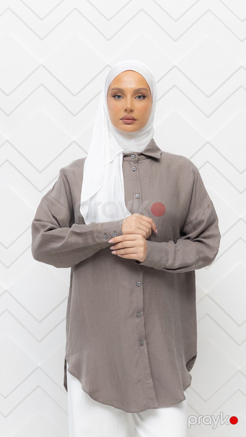 Uzunqol köynək qadınlar üçün, boz, kupro/kətan, ölçü 44 — Mallar, Bakı (3)