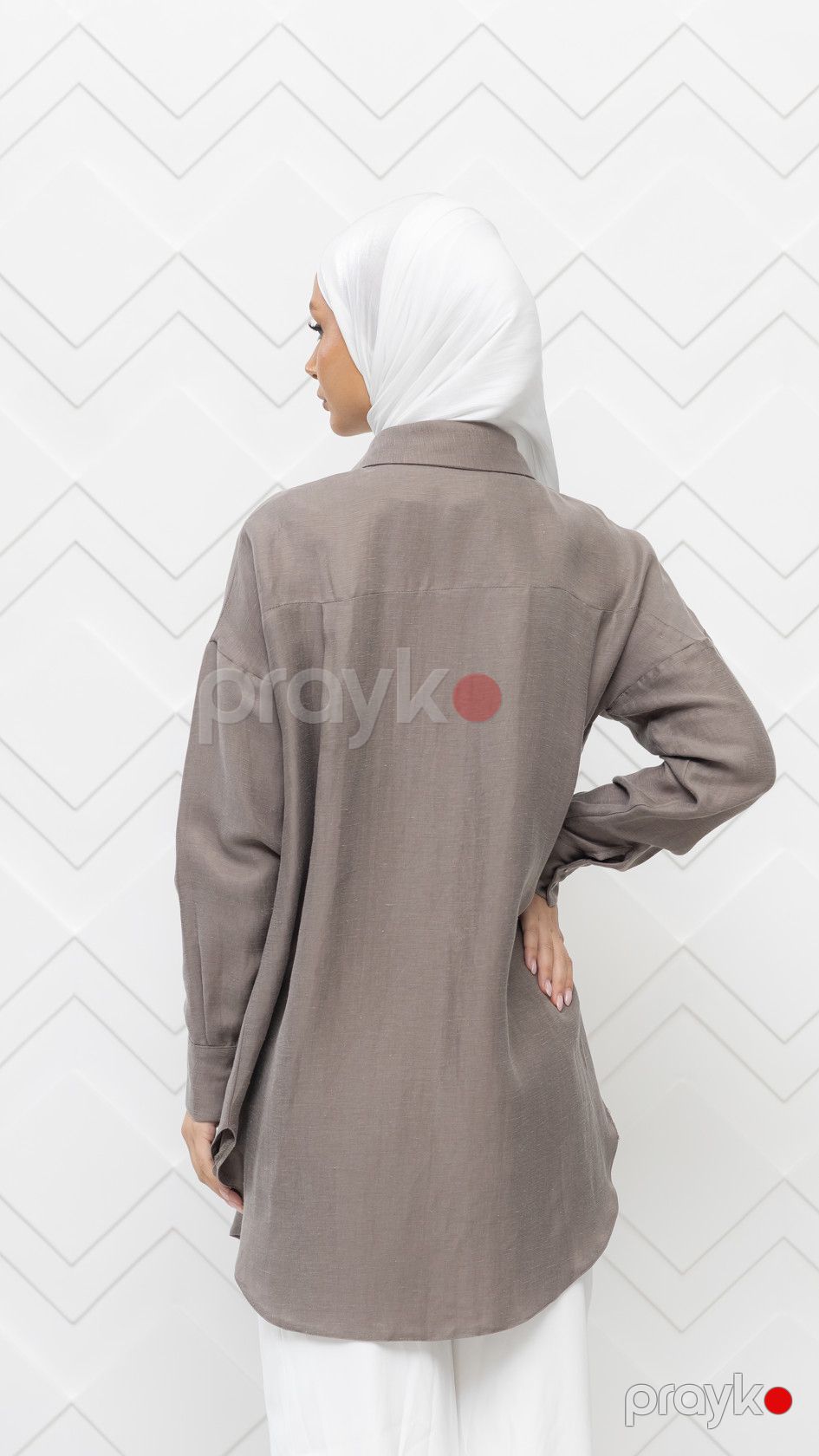 Uzunqol köynək qadınlar üçün, boz, kupro/kətan, ölçü 44 — Mallar, Bakı (2)