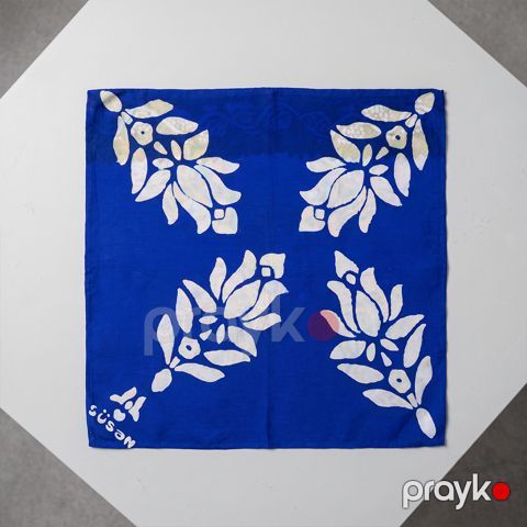 Kəlağayı Süsən, ipək, 33х33 sm, göy — Bakı