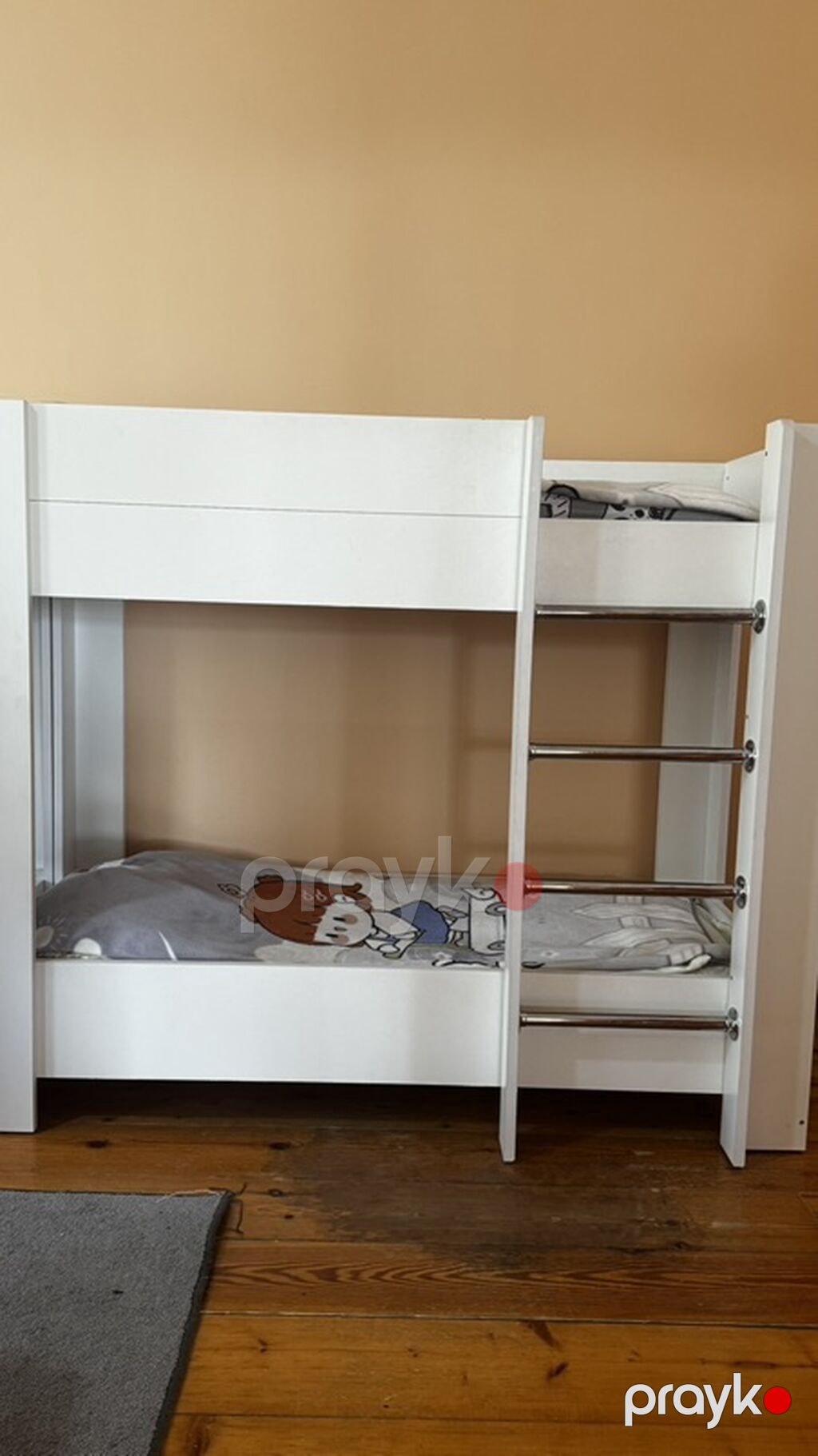 Ağ rəngli iki mərtəbəli uşaq çarpayısı (bunk bed) - Material: ağ — Yataqlar, Bakı (4)
