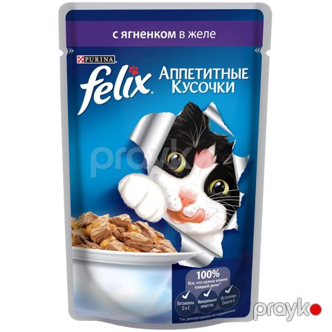 Nəm yem Purina Felix pişiklər üçün iştahaçan parçala jeledə quzu əti ilə, 85 q — Bakı