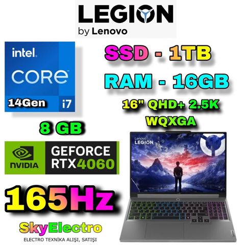 Yeni Lenovo Legion, 16 Intel Core i7, 1 TB, Ünvandan götürmə, Pulsuz çatdırılma, Ödənişli çatdırılma — Bakı