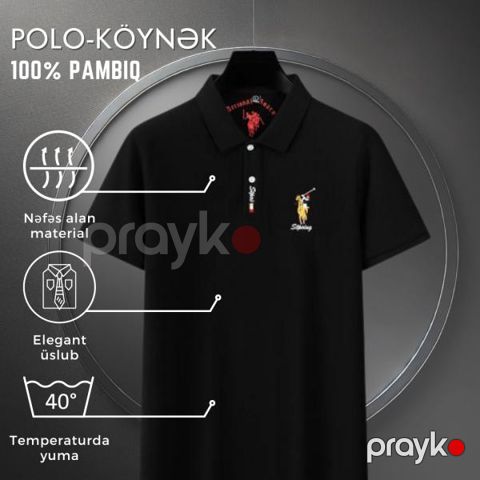 Kişilər üçün polo EB_788, qara, pambıq, ölçü XL — Bakı