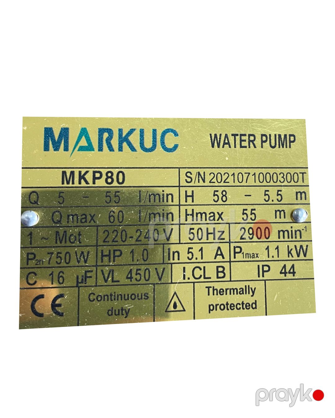 Su nasosu Murkuc MKP80 — Mallar, Bakı (2)