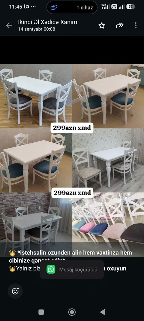 istehsalin ozunden alin hem vaxtinza hem cibinize qənaət edin — Aişə Xanım — Masalar və stullar