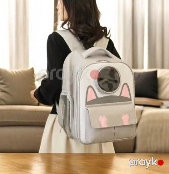 Daşıyıcı çanta Kitty, pişiklər üçün, boz rəng, möhkəm parça prl_0078 — Mallar, Bakı (2)