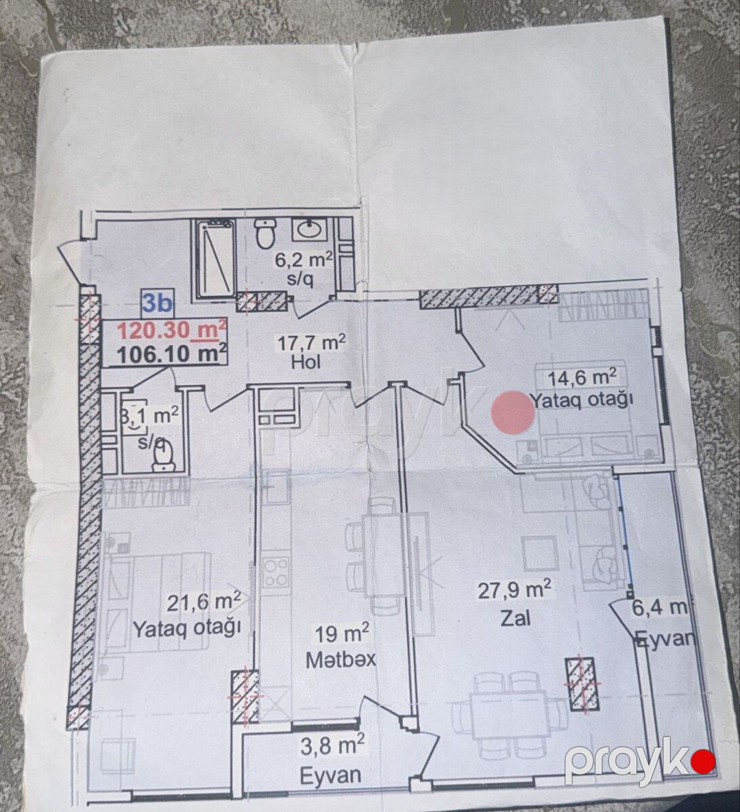 Satılır 3 otaqlı yeni tikili 120 m² — Mənzil, Bakı (3)