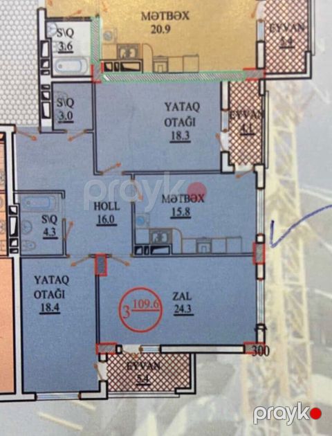 Satılır 3 otaqlı yeni tikili 110 m² — Bakı