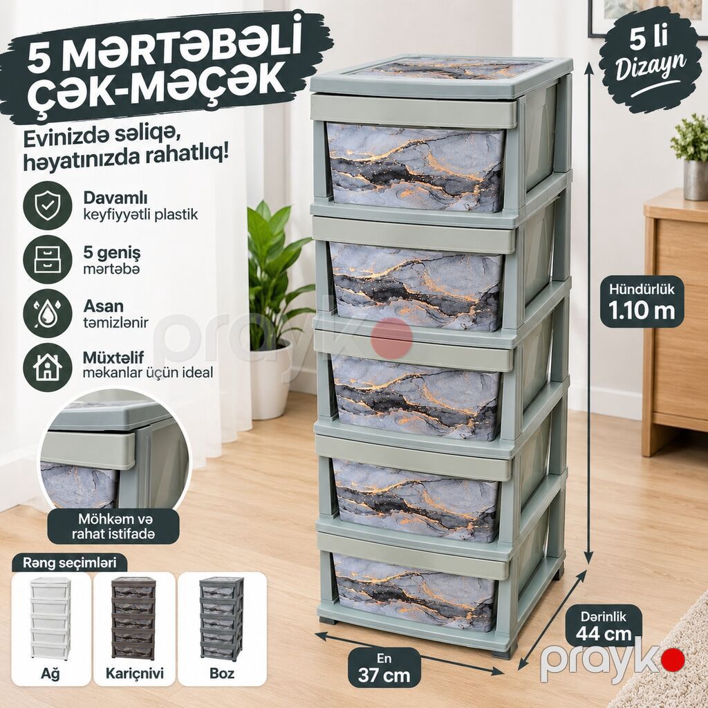 Yeni, 5 qapı, Siyirməli, Plastik, Açılan, Düz dolab — Şkaflar, Bakı (2)