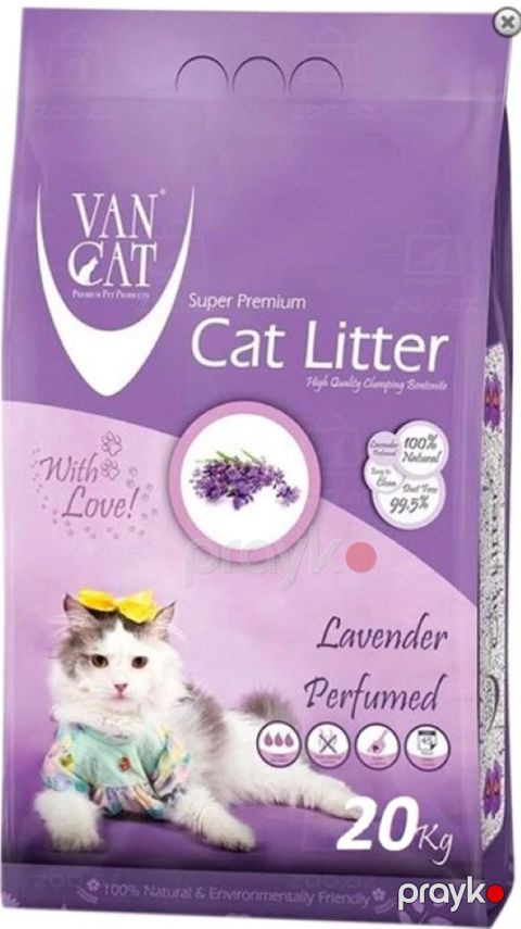 Pişik tualeti üçün doldurucu Van Cat Super Premium Quality Lavender Bentonit topalanan 20 kq (24 l) — Bakı