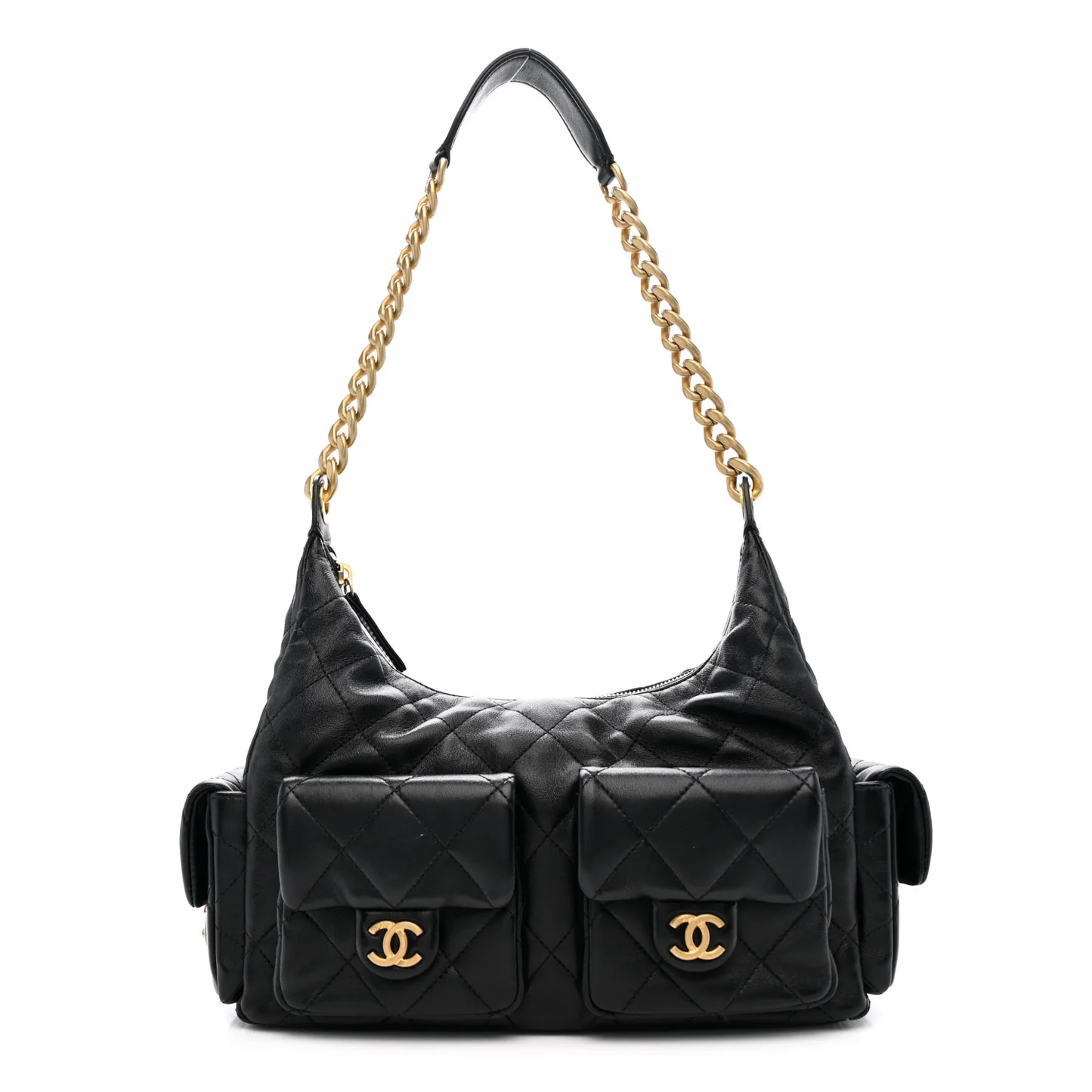 Chanel Lüks Qara Zam Deri Çanta – 30 sm Qızılı Zəncir Detallı — Bakı