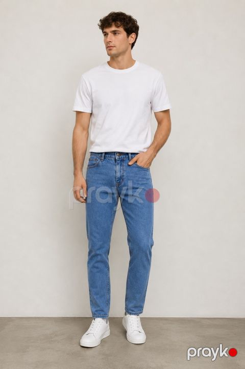 Kişiləe üçün dad fit cins 7296, göy, pambıq, ölçü 30 — Bakı