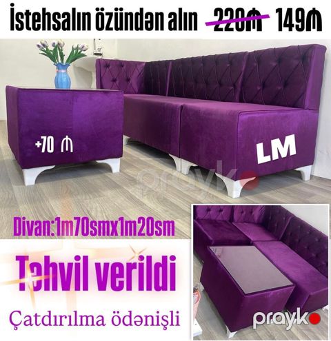 Mini-divan, Mətbəx üçün, Vеlur parça, Açılmayan — Bakı