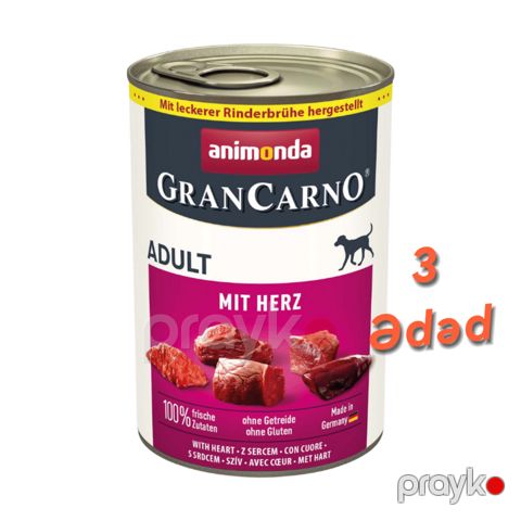 Nəm yem Animonda CranCarno, yetkin itlər üçün, 400х3 q — Bakı