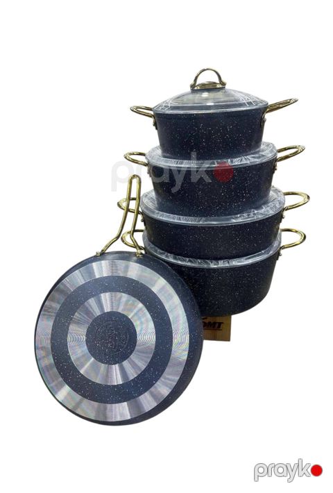 Qazan və tava dəsti PMT, qranit, boz, 20/24/28 sm, 9 parça — Bakı
