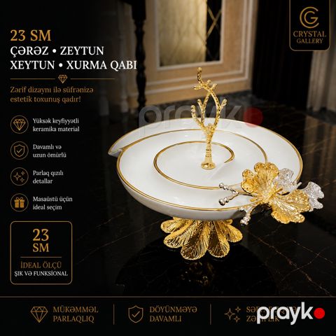 Çərəz qabı Crystal Gallery, keramika, 23 sm, 1000 ml, ağ — Bakı