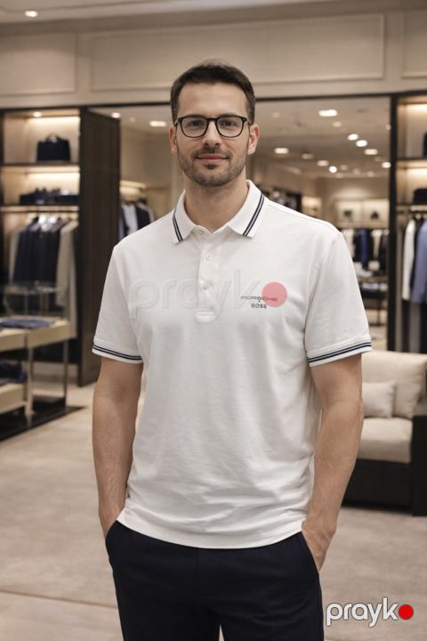 Polo kişilər üçün BB16, ağ, pambıq, ölçü L — Bakı