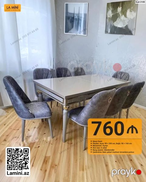 Masa dəsti - Masa ölçüləri: açıq 90×200 sm, bağlı 90×160 sm — Bakı