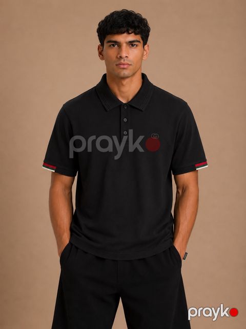 Qısaqollu polo kişilər üçün VC_2589442, pambıq, qara, ölçü M — Bakı