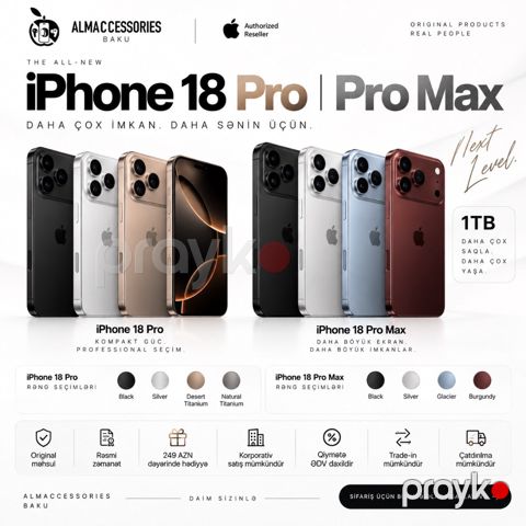 Apple iPhone 18 Pro Silver 1TB/12GB sifarişi — Bakı