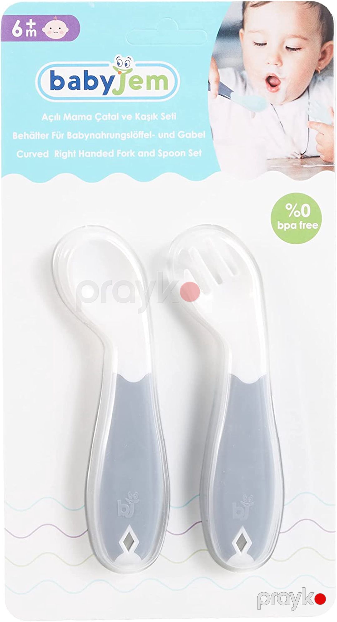 Qaşıq və çəngəl dəsti Babyjem plastik, boz, 2 əd — Mallar, Bakı (2)