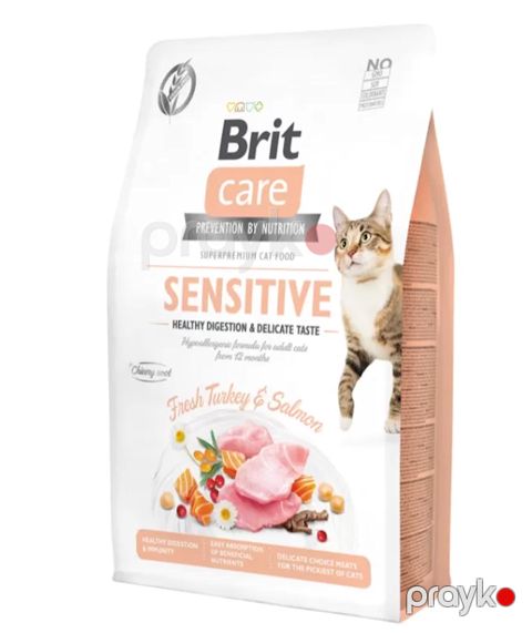 Quru yem Brit Care Cat GF Sensitive Digestion & Delicate Taste həssas həzmi olan pişiklər üçün, hind quşu və qızılbalıq ilə, 7 kq — Bakı
