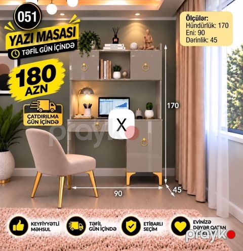 Yazı masası – funksional iş və təhsil küncü üçün ideal seçim — Bakı