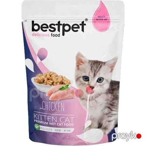 Nəm yem bala pişik üçün Bestpet Kitten Cat Chicken, 85 q — Bakı