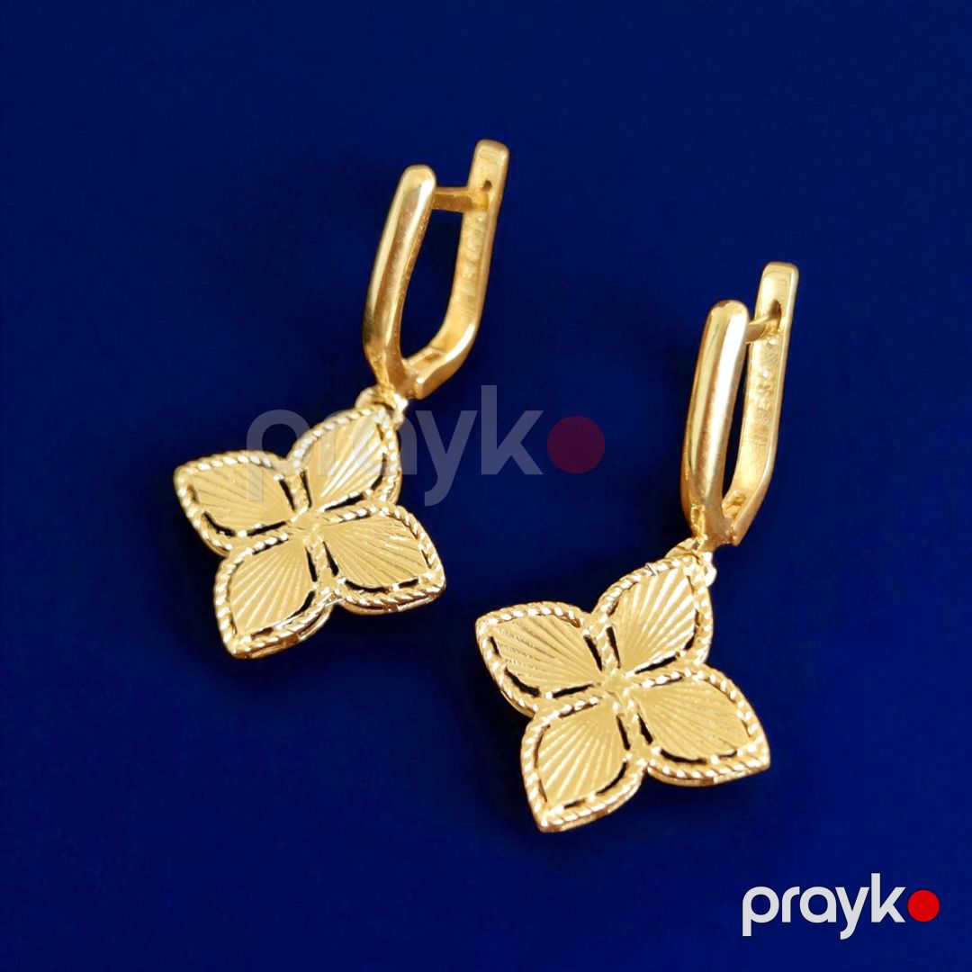 Sırğa qadınlar üçün VJ185550, qızıl 585 əyar — Mallar, Bakı (2)