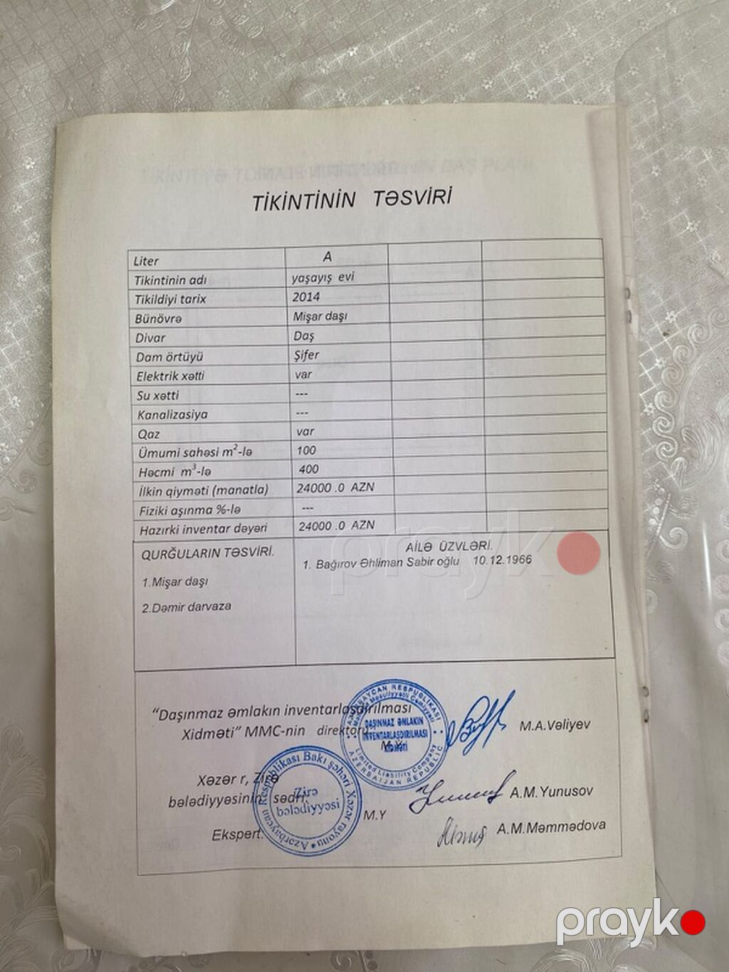 40 sot, Tikinti, Texniki pasport — Torpaq, Digah (5)