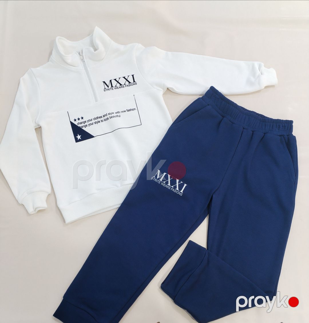 Oğlanlar üçün şalvarlı dəst 26847353, pambıq, ağ/göy, 6 yaş — Mallar, Bakı (2)