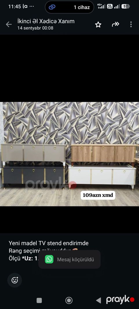 Yeni madel TV stend endirimde Rəng seçimi mövcuddur Ölçü Uz: 1.50 — Bakı