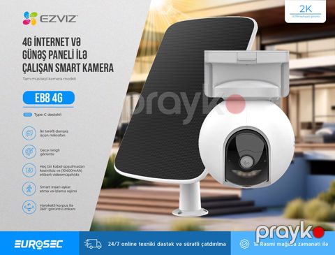 4G simsiz internet və günəş paneli ilə çalışan müşahidə kamerası "Ezviz EB8" — Bakı