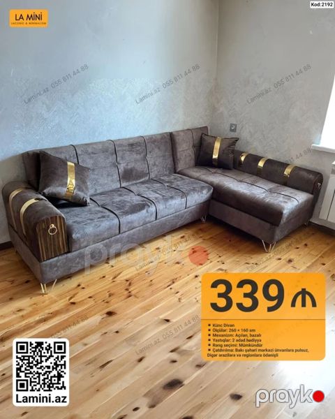 Künc divan – La Mini - Ölçülər: 260 160 sm - Mexanizm: açılan — Bakı