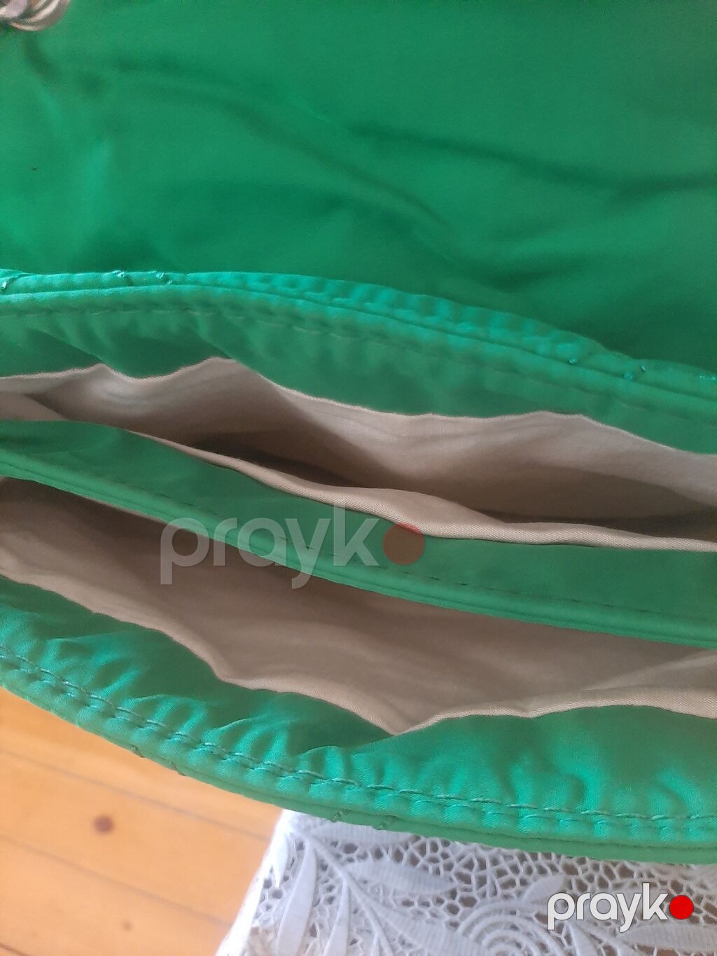Parlaq yaşıl rəngli, iri ölçülü quilted (romblı tikiş) qadın çantası — Çantalar, çamadanlar, cüzdanlar, Digah (2)