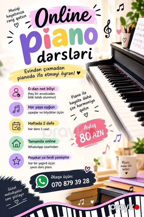 Online piano dərsləri - Evdən çıxmadan pianoda ifa etməyi öyrən — Sumqayıt