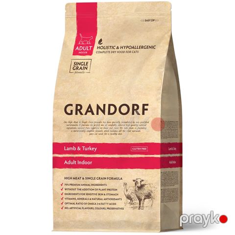 Сухой корм Grandorf для взрослых кошек с нормальной активностью, чувствительным пищеварением или склонных к аллергии, с ягненком и индейкой, 1 кг — Bakı
