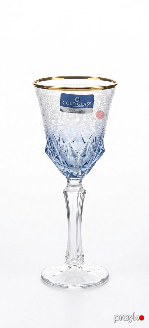 Qədəh dəsti Gold Glass, şüşə, mavi/şəffaf, 100 ml, 6 əd — Bakı