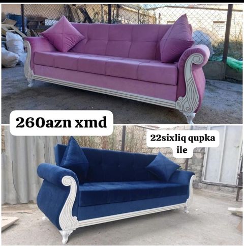 Mebel dəsti – Klassik dizaynlı 3 nəfərlik divan - Modellər: Açıq boz — Ucuz serfeli Mebel — Sofas