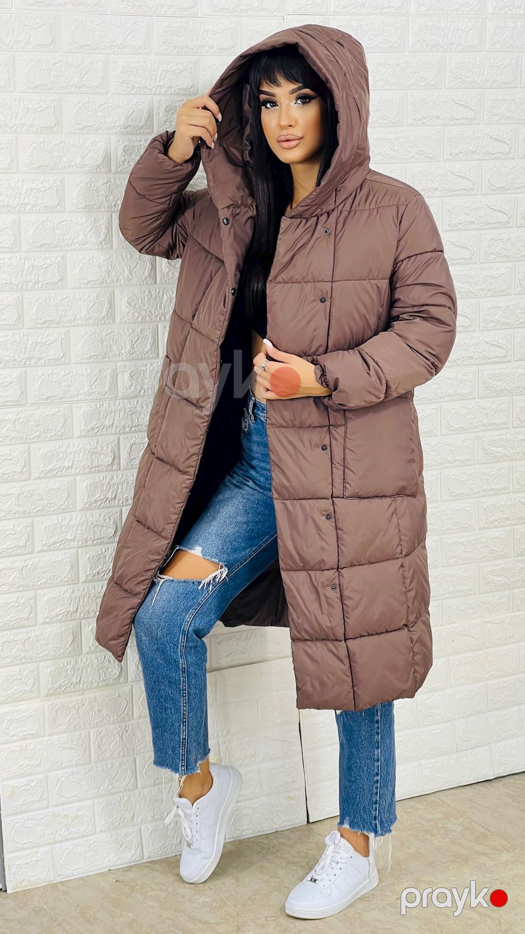 Qadınlar üçün qış gödəkçəsi mir_73000, qəhvəyi, polyester, ölçü 40 — Mallar, Bakı (2)