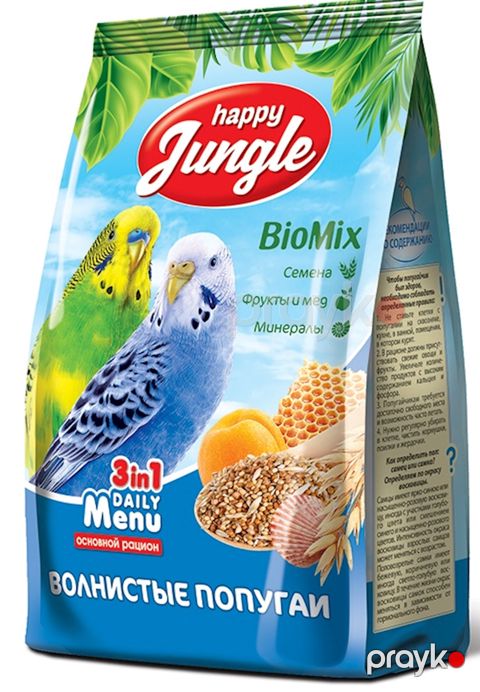 Yem dalğalı tutuquşular üçün Happy Jungle 500 q — Bakı