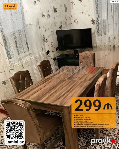 Masa Dəsti – Kod: 3515 - Ölçülər: 90 160 sm - Mexanizm: Açılmayan — Bakı
