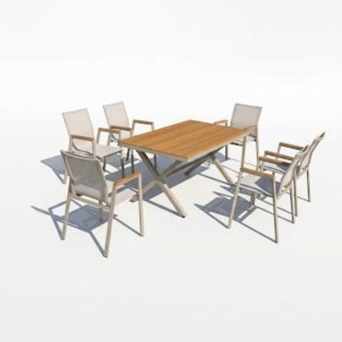 Bağ üçün mebel dəsti HomeDepot 1 masa + 6 stul, bej — Bakı
