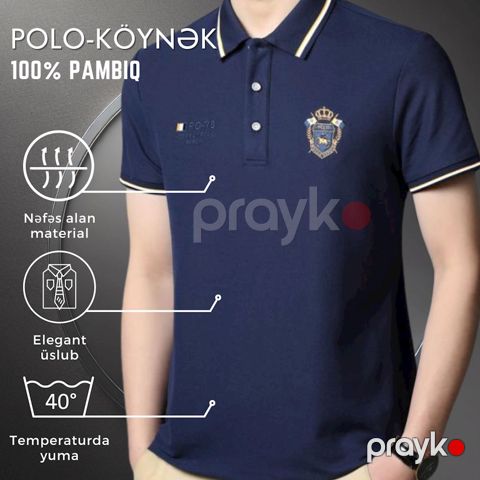 Kişilər üçün polo EB 758, tünd-göy, pambıq, ölçü 3XL — Bakı