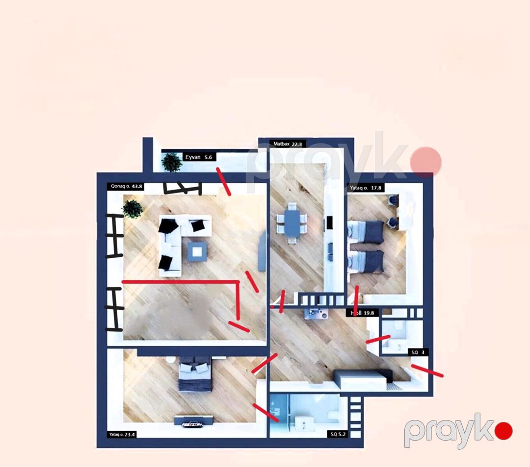 Satılır 4 otaqlı yeni tikili 144 m² — Mənzil, Bakı (5)